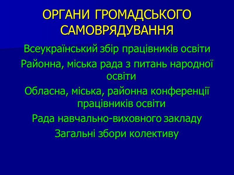 ОРГАНИ ГРОМАДСЬКОГО САМОВРЯДУВАННЯ Всеукраїнський збір працівників освіти Районна, міська рада з питань народної освіти